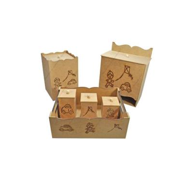 Imagem de Kit Bebê Meninos 6 peças MDF Madeira - Atacadão do Artesanato MDF