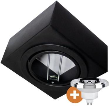 Imagem de Spot Plafon Box Sobrepor Quadrado AR111 Direcionável Preto + Led - AZ 