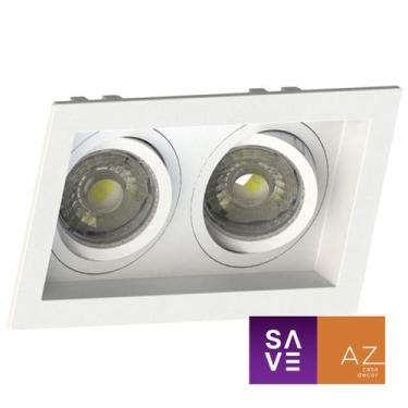 Imagem de Spot Duplo Embutir Quadrado Recuado Dicroica Mr16 Branco - Save Energy