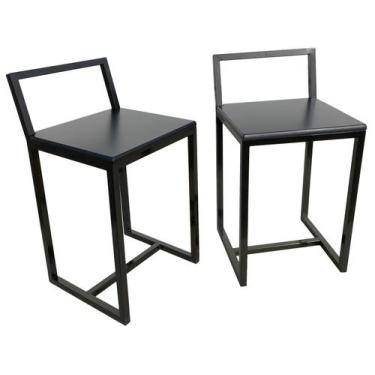 Imagem de Par Banqueta Prime Compacta de Madeira e aço Preta - BF Decor