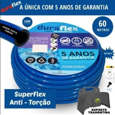 Imagem de Mangueira De Jardim Flexível 60m Anti Torção + Suporte - DuraFlex
