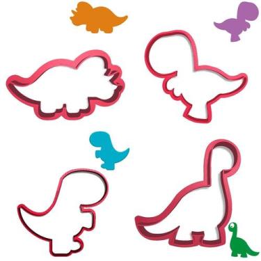 Imagem de Kit 4 Cortadores Dino Trex Braquiossauro Triceratops - DOCE IMPRESSO, 