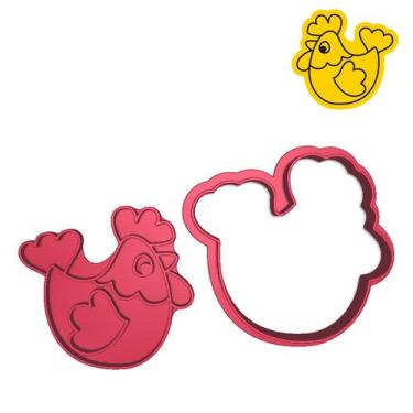 Imagem de Cortador Marcador Fazendinha Galinha Fofa de lado - DOCE IMPRESSO, 7,0