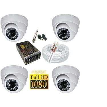 Imagem de Kit Cftv 4 Câmeras Segurança 1080 Full Hd Dome Infra vermelho alta Resolução com acessórios