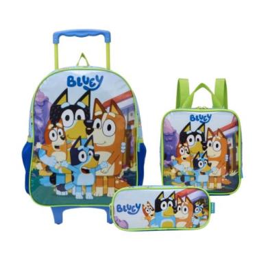 Imagem de Mochila de Rodinhas G + Lancheira + Estojo Simples Bluey 2025 - Xeryus