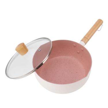 Imagem de Panela Antiaderente Com Tampa, Panela Com Tampa, Conjunto de Panela Antiaderente, Panela Antiaderente Com Tampa Comida Complementar Branca Panela Pequena Cozinha Doméstica (18cm)