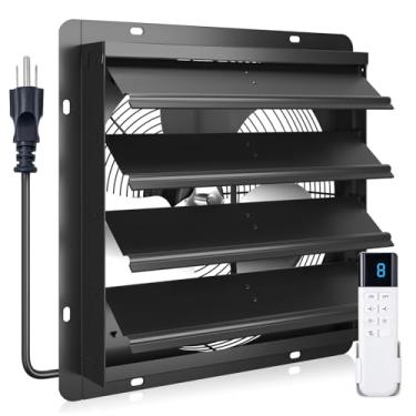 Imagem de addlon Exaustor de obturador variável de 35,5 cm montado na parede com motores EC e controle remoto, grande volume de ar, baixo ruído, fácil de instalar para garagens, lojas, estufa, ventilação do