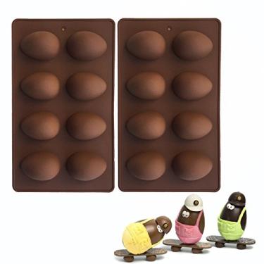 Imagem de Pacote com 2 moldes de silicone para ovos de Páscoa – Molde surpresa para ovos de Páscoa MoldFun para chocolate com manteiga de amendoim, doces, bolos de muffin, cupcake, gelatina, sabonete, bomba de banho, sorvete de iogurte, cera de vela