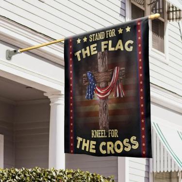 Imagem de Bandeiras de suporte para a bandeira do joelho para a bandeira da cruz QNK105F, bandeira da casa (75 x 100 cm) - bandeiras de jardim da casa dos EUA poliéster premium - bandeiras decorativas para ambientes externos