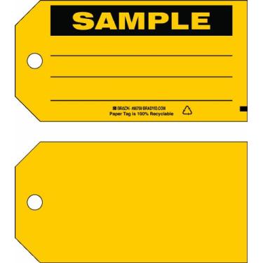 Imagem de Brady 86759 7,6 cm de altura x 14 cm de largura, cartolina (B-853), etiquetas de status de produção pretas sobre amarelas (100 etiquetas)