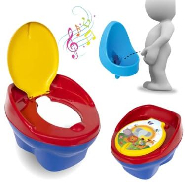 Imagem de Troninho Penico Pinico Menino Musical Com Mictório Criança Infantil Pipi Boy 3 Ventosas Trono Reduto Degrau (Vermelho 2)