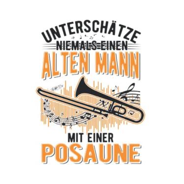 Imagem de Posaune Notizbuch: Posaune Alter Mann Posaunenspieler Posaunist / 6x9 Zoll / 120 karierte Seiten Seiten