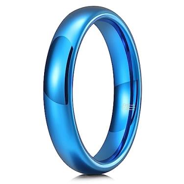 Imagem de THREE KEYS JEWELRY Anel de compromisso de casamento de titânio de tungstênio escovado de 1 mm, 2 mm, 4 mm, 6 mm, 8 mm, para mulheres, masculino, banhado a azul/ouro/ouro rosa/arco-íris/pulseira polida personalizada, 11.5, Metal não precioso, Sem pedra preciosa