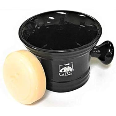 Imagem de Preto sabão de barbear Bacia cerâmica/caneca de Homens GBS - Knob HANDLE- 3 Oz All Natural Soap complementa qualquer Navalha para The Ultimate Wet Shave melhor uso com GBS Shaving Brush