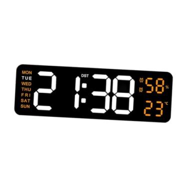 Imagem de XLWLLNJ Despertador digital Relógio de mesa Relógio °C/°F 12/24H Dst Parede Relógio Temperatura Umidade para cabeceira Sala de estar Quarto Escritório em casa, Laranja