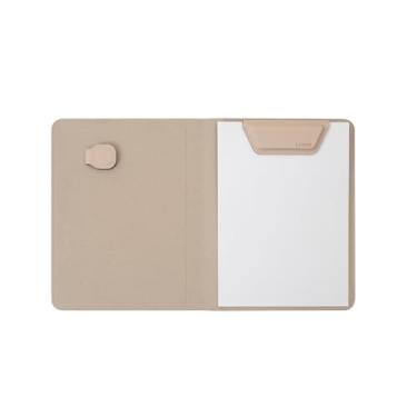 Imagem de LHiDS Pasta de currículo magnética A6 com prancheta, suporte para caneta, bloco de notas, compartimentos para cartões, fecho magnético para entrevista, escola, escritório – damasco