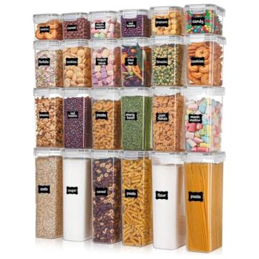 Imagem de House Organizer Potes Herméticos para Alimentos com Tampa – Kit com 24 Porta Mantimentos, Organizadores de Cozinha e Despensa em Plástico para Cereais, Alimentos Secos, Farinha e Açúcar. Bpa Free.