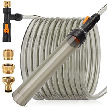 Imagem de hygger Kit de trocador de água para aquário, limpador semiautomático de cascalho para tanque de peixes, com mangueira de água de 1,2 m, válvula de controle de fluxo