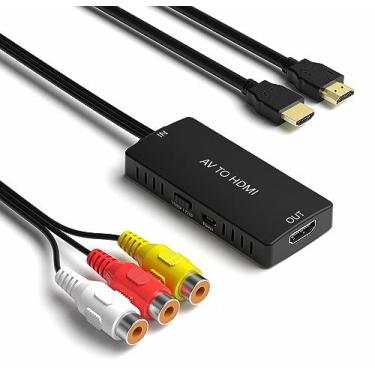 Imagem de Conversor RCA para HDMI adaptador AV para HDMI Conversor de áudio de vídeo composto/CVBS para HDMI, amplamente compatível com vários equipamentos RCA para Nintendo 64, PS2, PC, laptop, Xbox, VHS, VCR, câmera DVV etc.