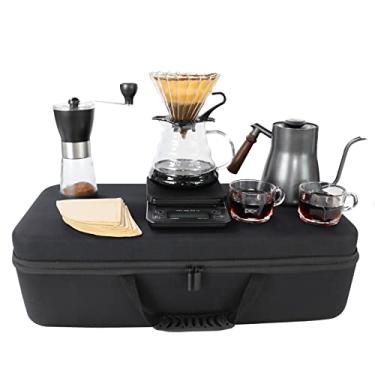 Imagem de SOTECH Conjunto de café tudo em 1 com moedor manual, chaleira preta, coador de café, jarra de vidro, filtro de café e papel, conjunto de ferramentas de café com saco, ótimo substituto para máquinas de