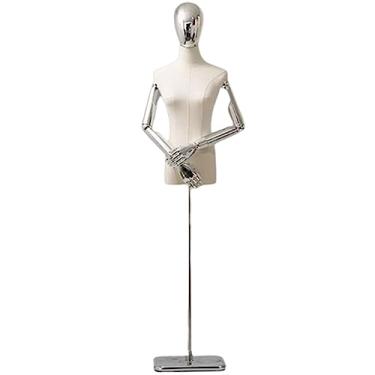Imagem de Multiuso Manequim de janela manequim de plástico corpo meio corpo manequim feminino com suporte destacável de metal altura ajustável para roupas Janela