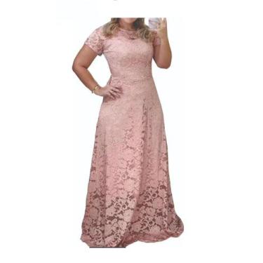 Imagem de Vestido Civil Madrinha Renda Plus Size Noivado Formatura - ShoopWeb, P