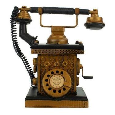 Imagem de Telefone Cofrinho Decorativo Antigo Estilo Retrô Vintage 23c - Skin Za