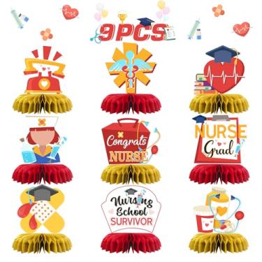 Imagem de Congrats Enfermeira Mesa Centro de Mesa Favo de Mel, Enfermeira RN Formatura Festa Topos de Mesa Enfermagem Escola de Enfermagem Materiais de Decoração de Formatura Médica Centros de Mesa