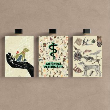 Imagem de Kit 3 Quadro Decorativo Medicina Veterinária Consultório - Telech