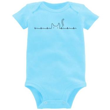 Imagem de Body Bebê Batimentos Cardíacos Gato - Foca na Moda, Azul bebê, M
