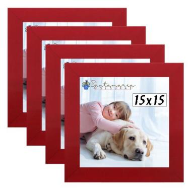 Imagem de Kit 4 Porta Retrado Molduras 15x15 Vermelho - Santamaria Molduras