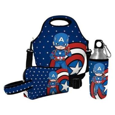 Imagem de Kit Escolar Infantil Lancheira Térmica + Necessaire Plus + Squeeze de Alumínio – ISOPRENE – Me-Unissex