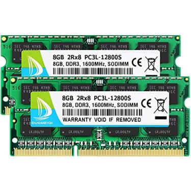 Imagem de DUOMEIQI DDR3 RAM 16GB Kit (2x8GB) DDR3L/DDR3 1600MHz (DDR3L-1600) PC3L-12800S/PC3-12800 Laptop Ram Non-ECC Unbuffered 1.35V/1.5V CL11 2Rx8 204 pinos SODIMM Notebook Memory Atualização do módulo