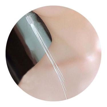 Imagem de Brinco Feminino Franja Longo Strass Prateado Casamento Festa