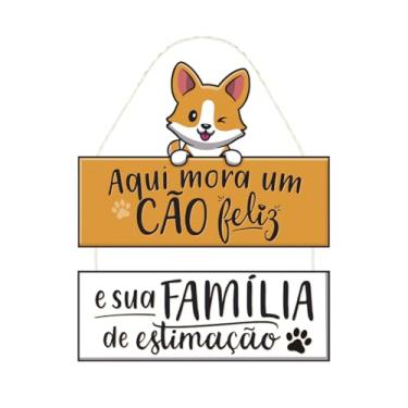 Imagem de Placa Decorativa com Corda Frase Pet Cachorro Cão Feliz