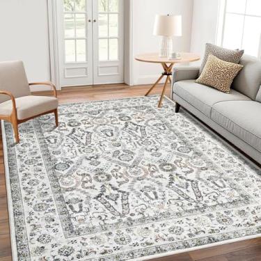 Imagem de Sirmupea Tapete lavável de 25 x 30 cm, tapetes vintage persas, ultrafinos, dobráveis para quarto, sala de jantar, escritório em casa, adequado para animais de estimação e crianças, pelo baixo, sem