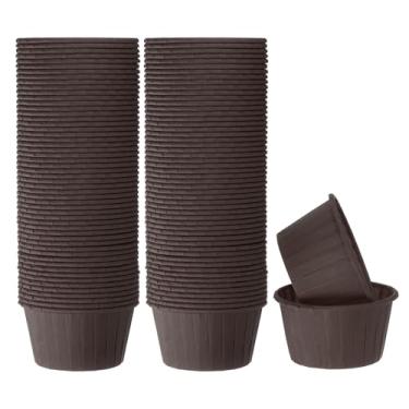 Imagem de HARFINGTON 100 peças de copos de cupcake de 100 ml, tamanho padrão, forros de cupcake de papel, embalagens à prova de gordura, descartáveis para casamento, aniversários, Natal, sobremesa, café