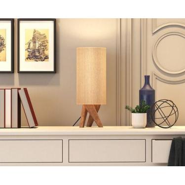 Imagem de Luminária Abajur Viena De Mesa Moderno Decoração Pés Madeira Maciça - 
