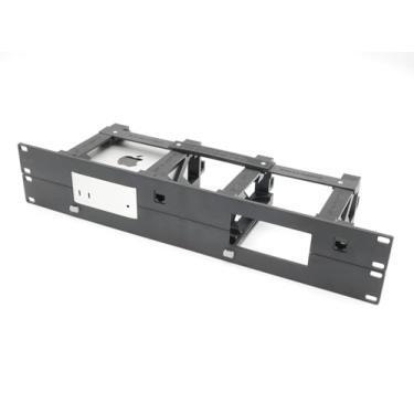 Imagem de Suporte em rack thingsNrack para 2 peças Apple Mac Mini M4 com botão liga/desliga remoto e 2 chaves RJ45 ethernet (2 mac Mini M4)