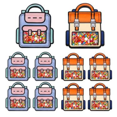 Imagem de Lati Sacos grandes de presente de plástico escolar com alças, 20 peças de mochila de desenho animado para festa, casamento, aniversário, chá de bebê, sacolas de brindes a granel para doces,