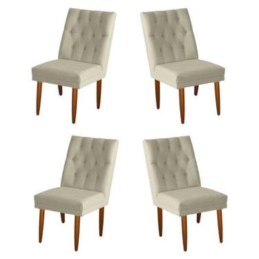 Imagem de Jogo 04 Cadeiras de Jantar Estofada Cozinha Paris Suede Porcelana Do L