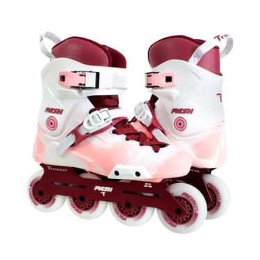 Imagem de Patins Traxart Mesh Branco/Pink - 80mm ABEC-9 Cromo, # 10 = 41/42