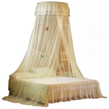 Imagem de Canopy da Cama de Cúpula, Entrada Universais de Entrada de Malha Fina de Renda de Renda Luxuosa Cortinas de Cama de Dossel de Princesa para Decoração de Quarto (1)