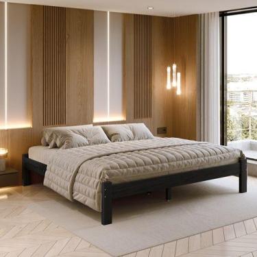 Imagem de Cama Turca King Size De Madeira Maciça Reforçada Preto - Nemargi