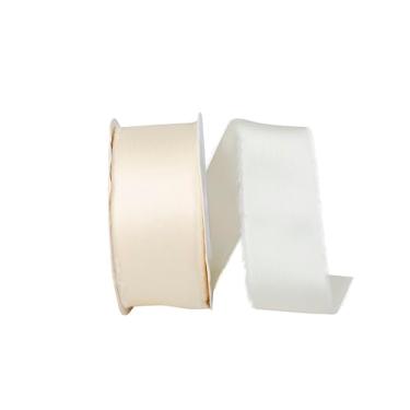 Imagem de Reliant Ribbon Fita de toque de seda com borda desgastada, marfim