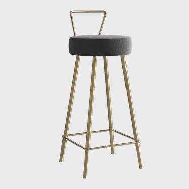 Imagem de Banqueta Alta Com Encosto Tais Eiffel Cozinha Bar Bistrô Ferro Dourado Sintético Cinza - Ahazzo Móveis
