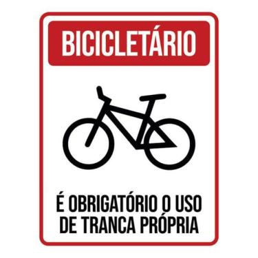 Imagem de Kit 10 Placa Bicicletário Obrigatório Tranca Própria36X46