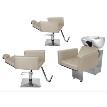 Imagem de Kit Salão Evidence 2 Cadeiras Recl Quadrada + Lavatório Branco Pérola