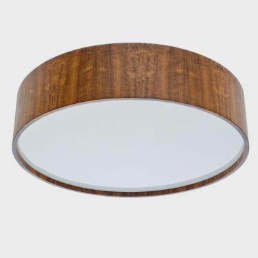 Imagem de Luminária Plafon Redondo Cilíndrico 40cm Madeira e Acrílico