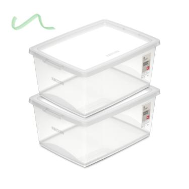 Imagem de 2 Caixa Organizadora Com Tampa Plástico Cristal Ordene 15l